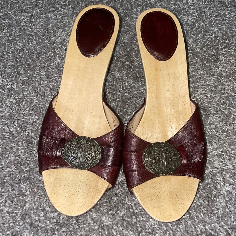 Frye Burgundy Sammy Platform Heels Sandals - 7.5